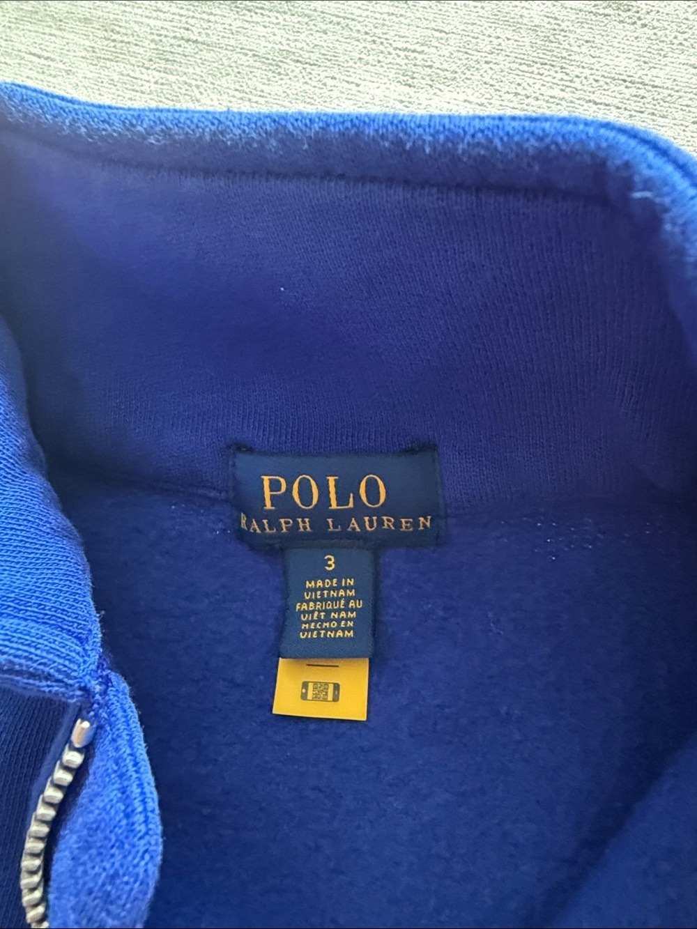 Ralph Lauren Kids Fleece Half Zip Pullover Royal Blue Size 3 - Picture 2 of 3